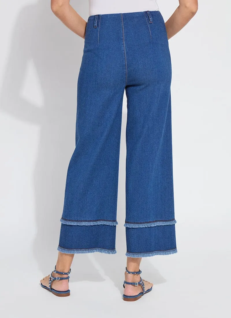 Fringe Hi Waist Wide Leg Crop Denim (26" Inseam)