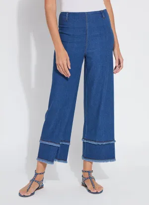 Fringe Hi Waist Wide Leg Crop Denim (26" Inseam)