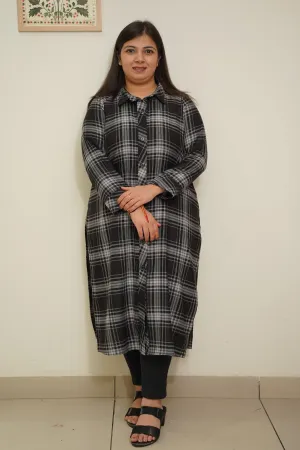 Graphite Black Woollen Kurta