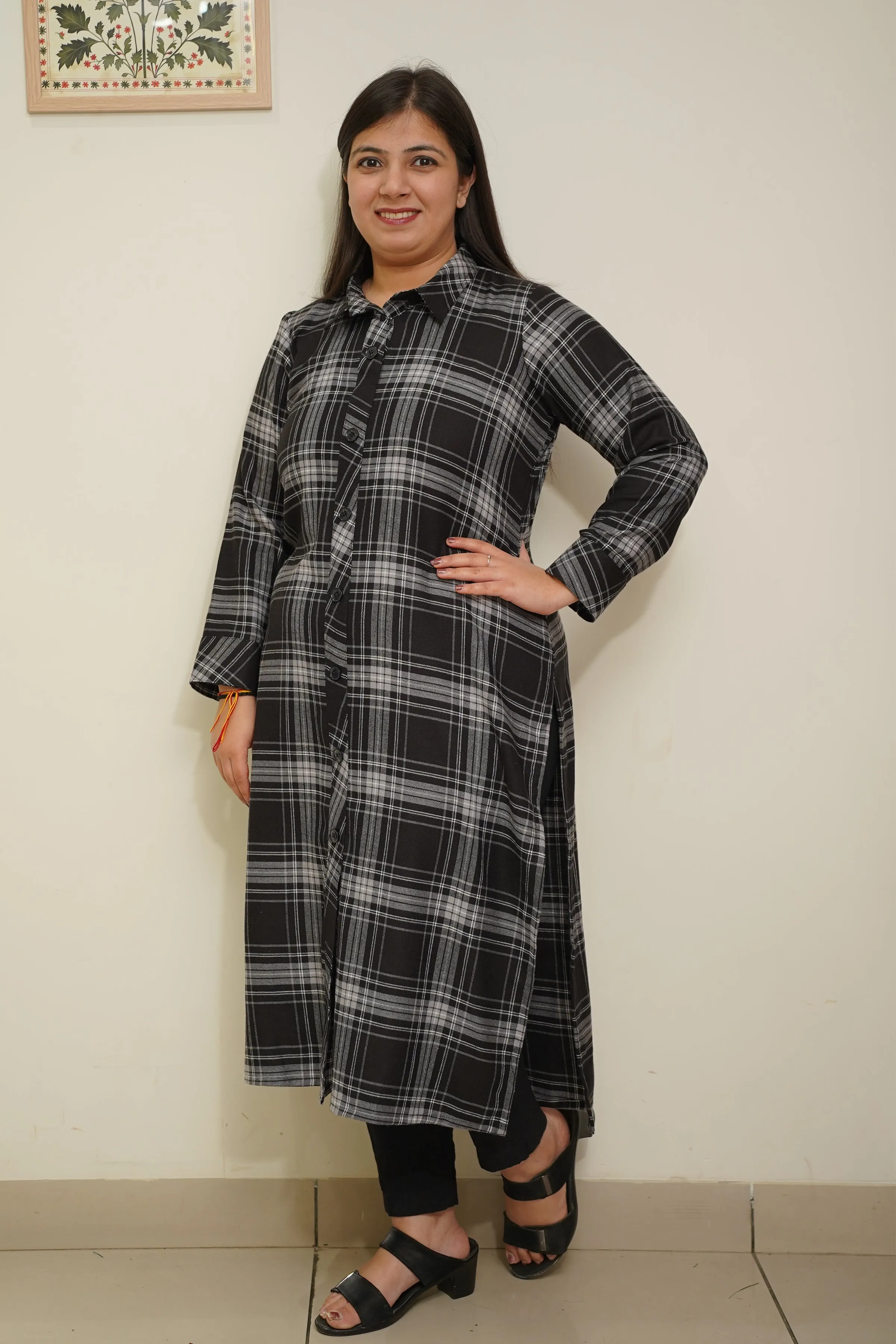 Graphite Black Woollen Kurta
