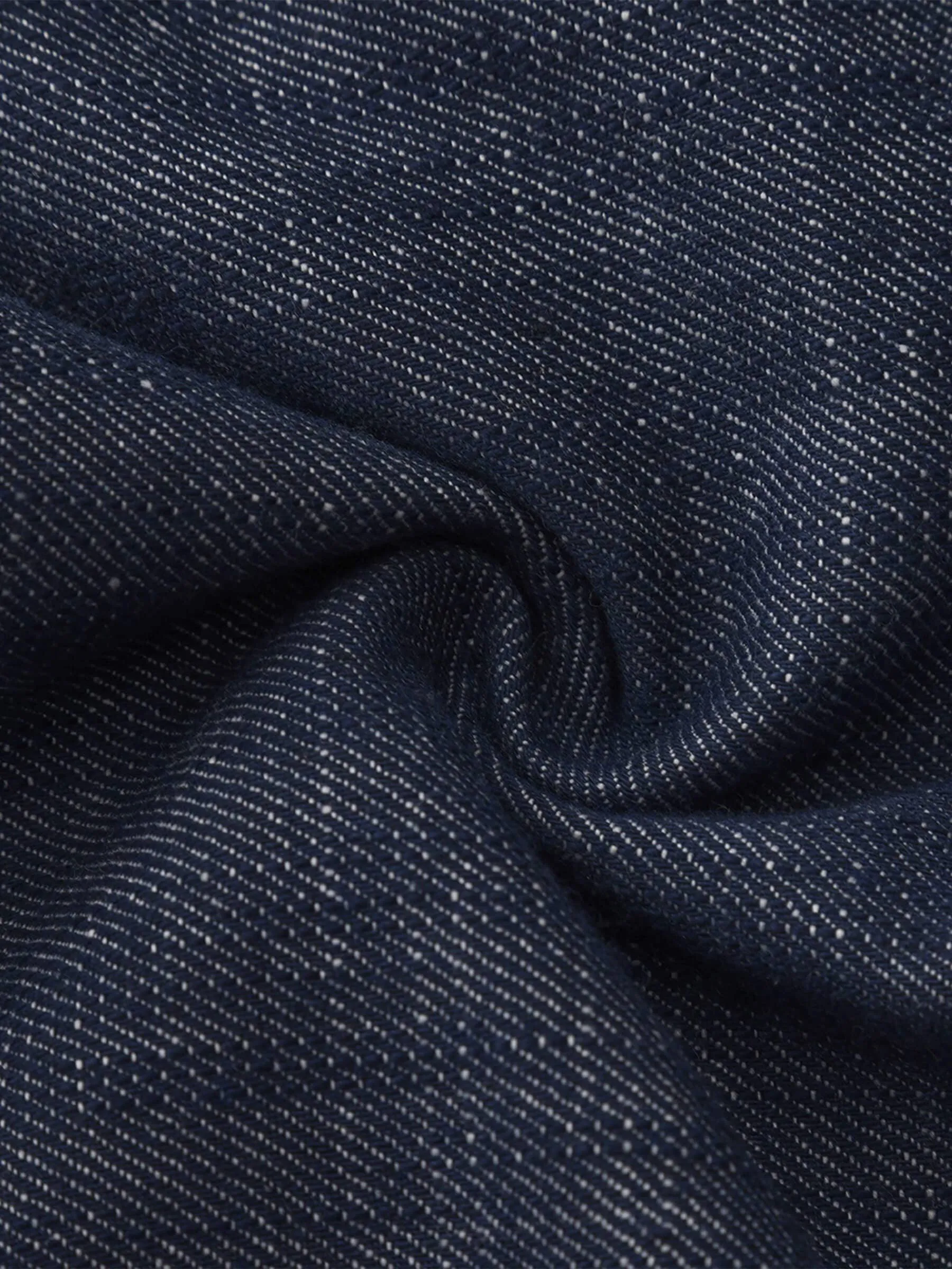 Linen-Cotton Lace Wide-Leg Straight Jeans: Navy / M