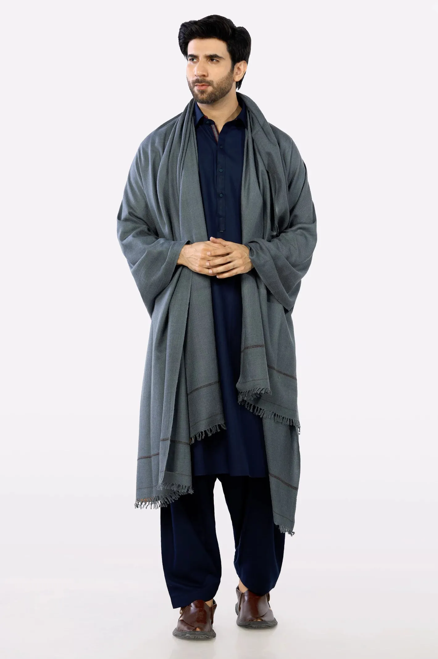 Men Dark Grey Shawl