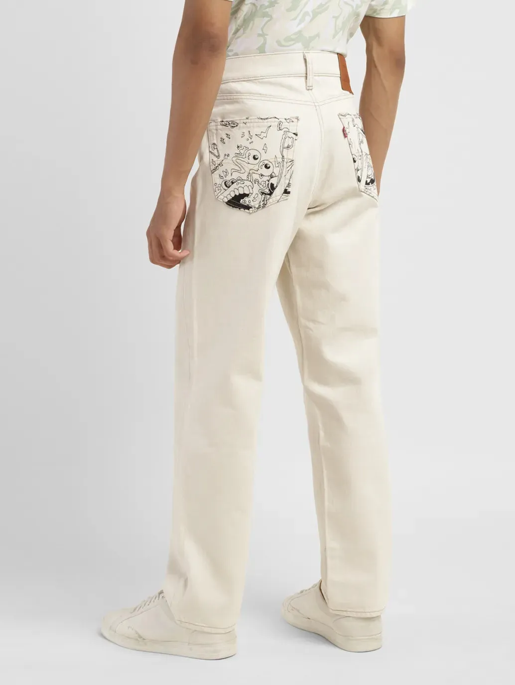 Men's 550 Beige Relaxed Fit Mid Rise Jeans