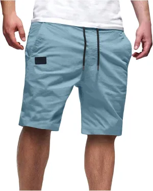 Mens Casual Shorts - Cotton Drawstring Cargo Shorts Summer Beach Stretch Twill Chino Golf Shorts Comfy Beach Outfits