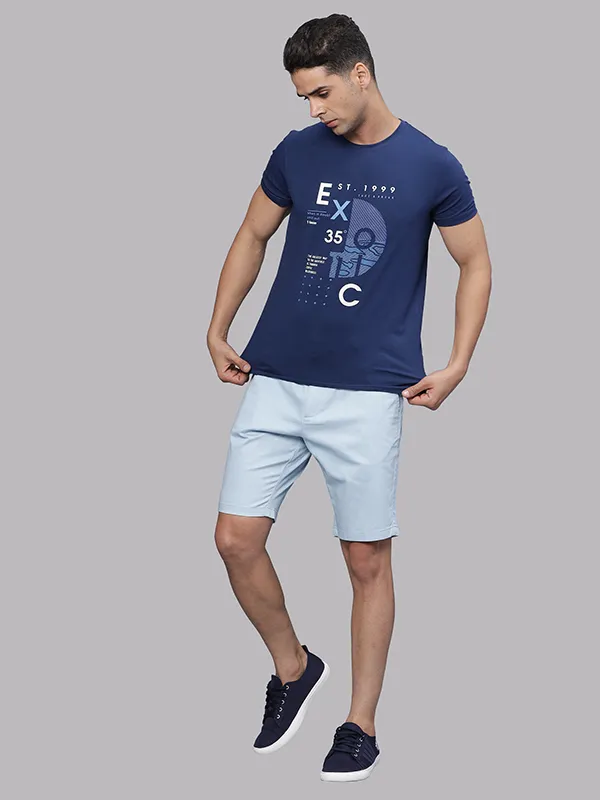 Micro Print Sea Blue Chino Shorts