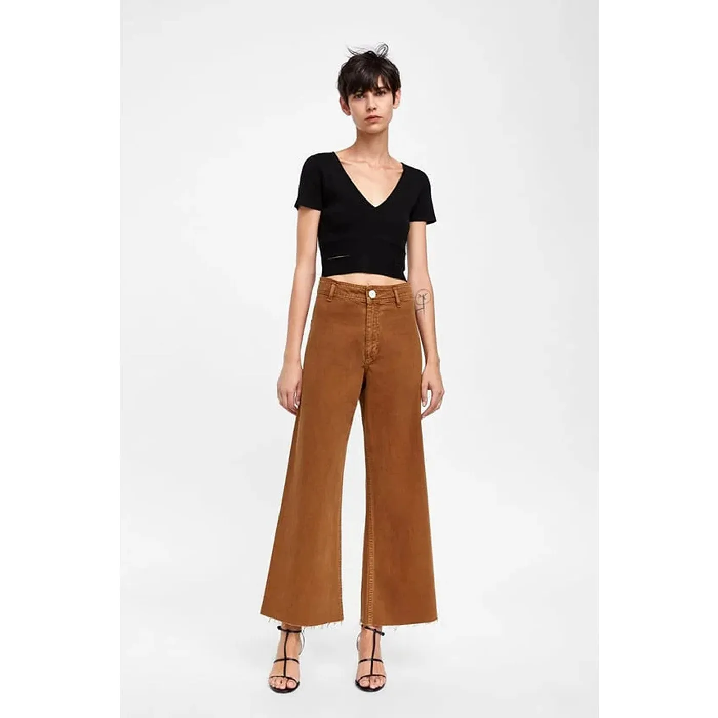 PM Brown Marine Straight Wide Jeans