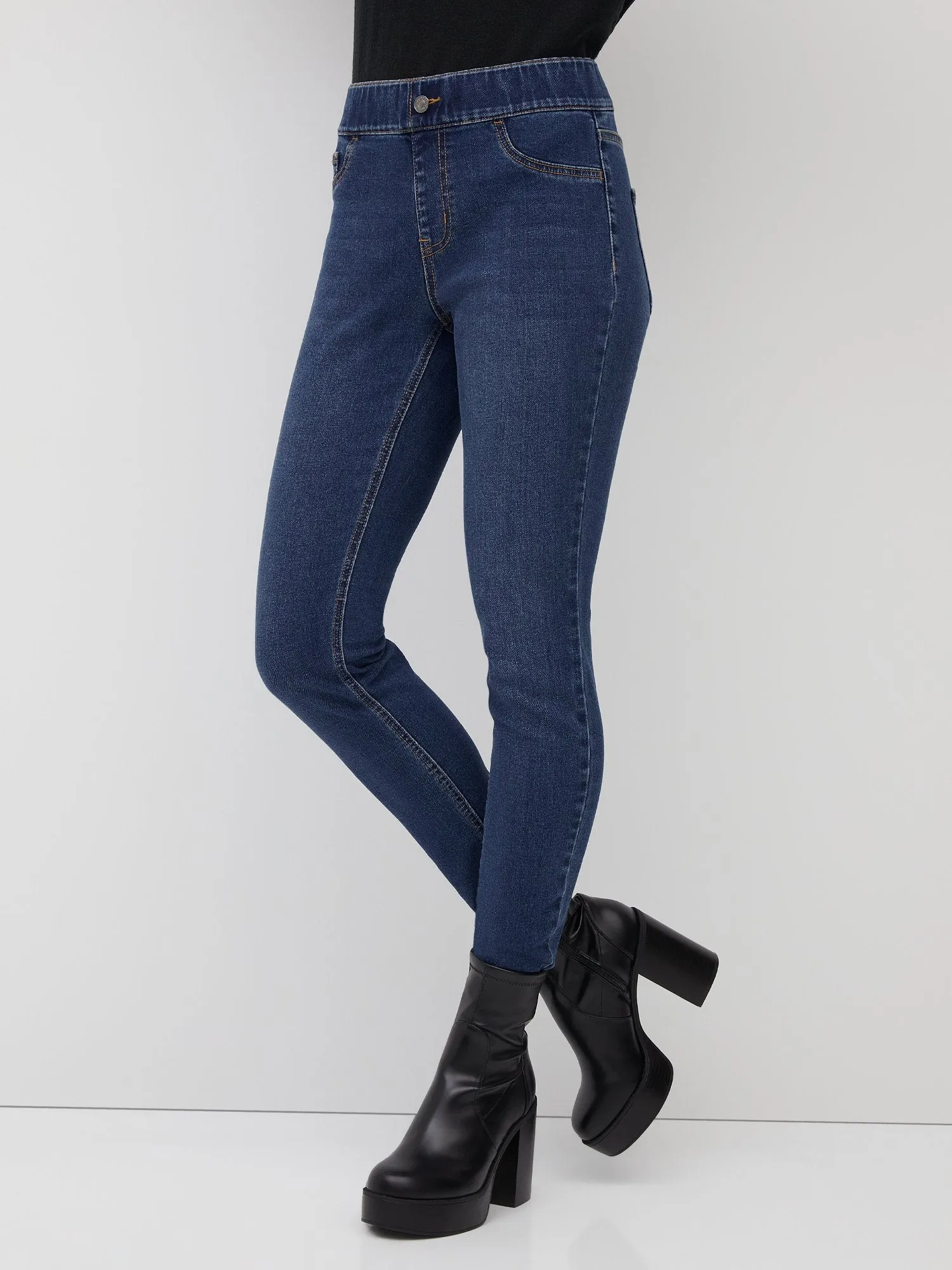 Pull-On High-Waisted Skinny Jeans - Medium Wash