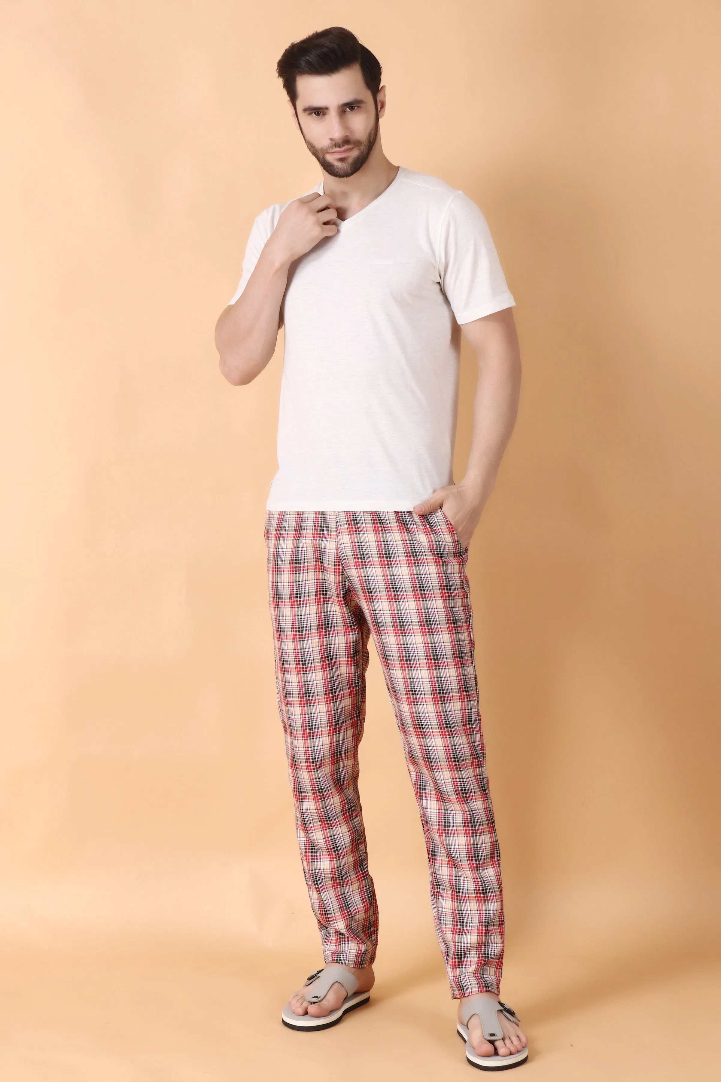 Red Grid Woollen Pajama