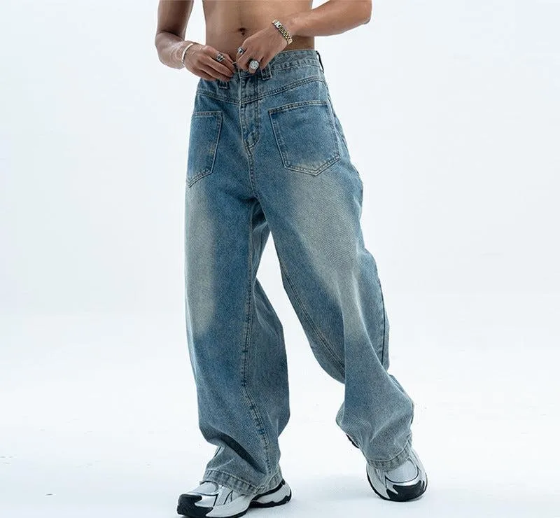 Retro Summer Loose Wide Leg Jeans for Men - Casual and Comfortable Denim Pants