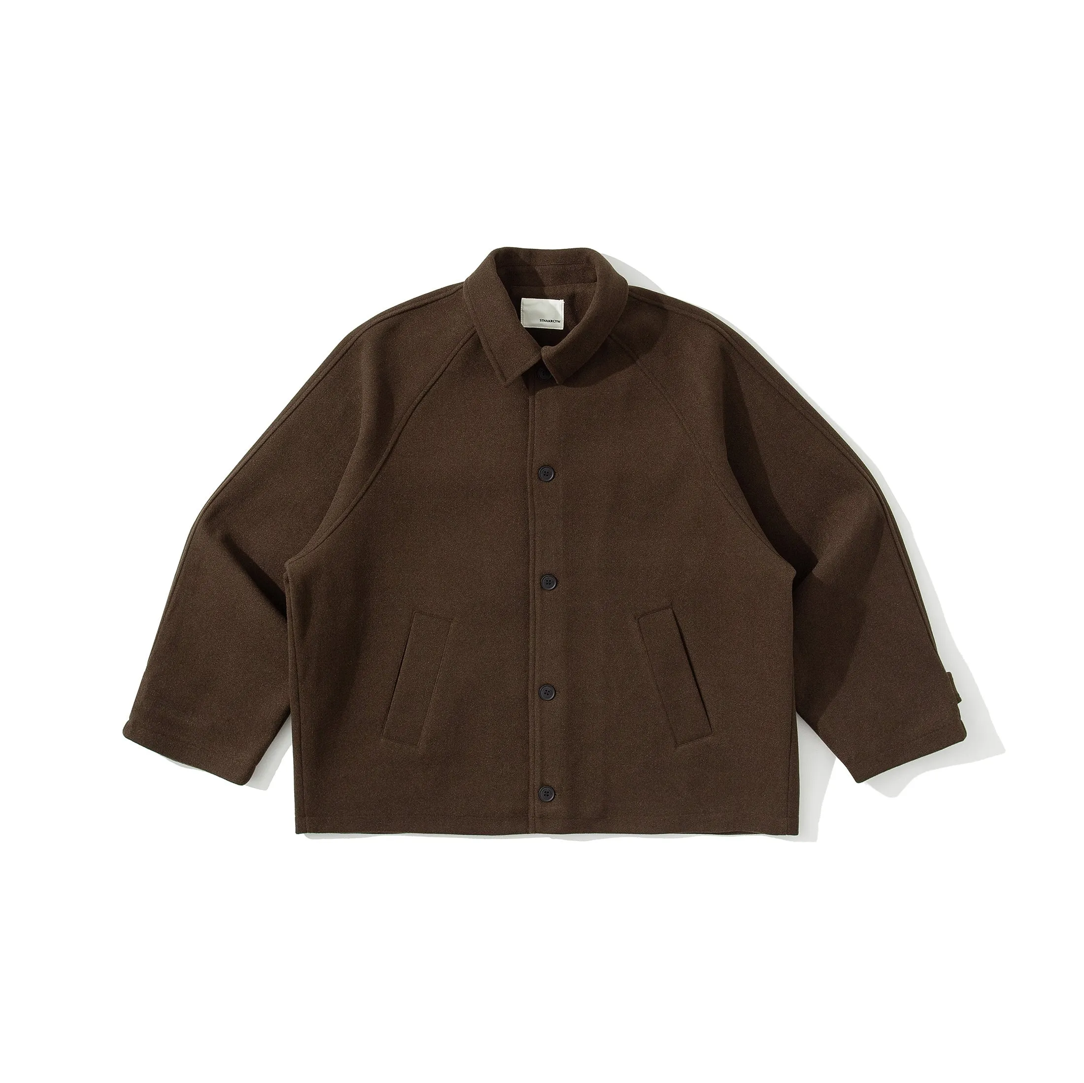 Single-breasted Woolen Raglan Sleeve Woolen Coat