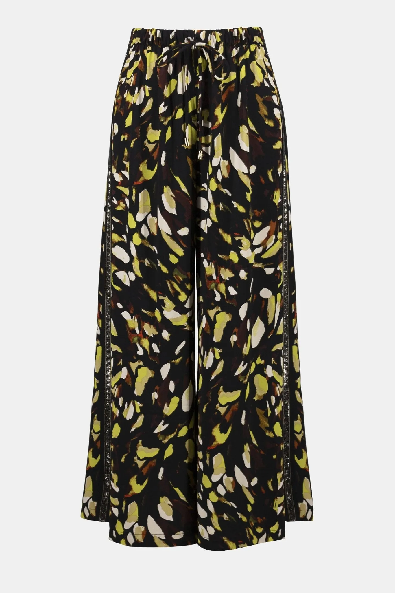 Soft Twill Animal Print Wide-Leg Pants
