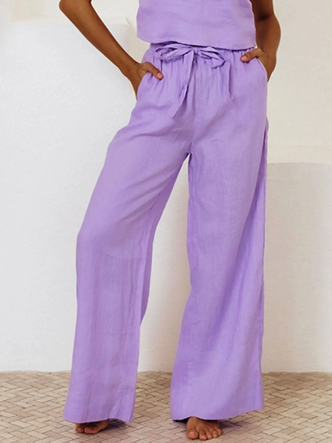 Square Neck Sleeveless Top and Pants Set- By Lustmia