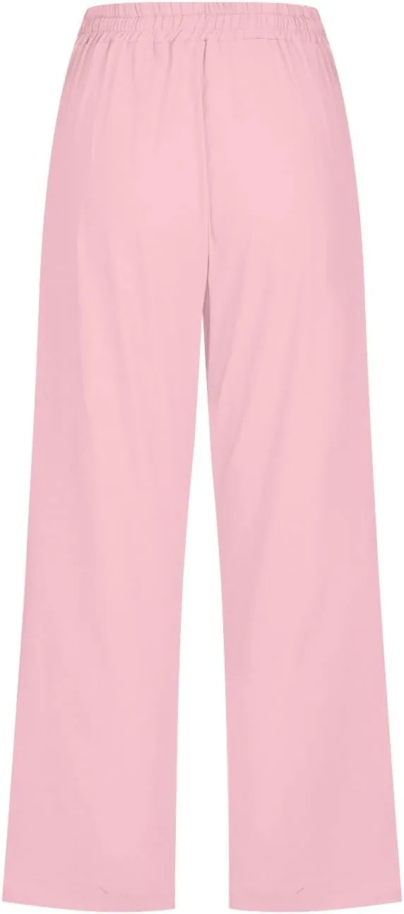 TARIENDY Stretchy Capris for Women Women's high Waist Wide Leg Capris 2025 Summer Casual Outfits Elastic Drawstring Pants