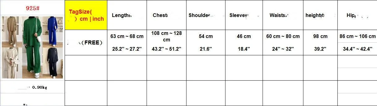 Women's Casual Woolen Sweater Wide-leg Trousers Suit