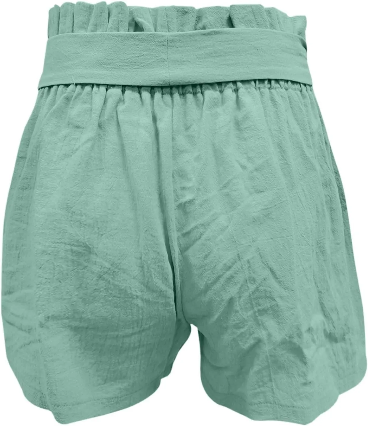Women's Summer Shorts with Pockets Ruffle Hem and Bow Tie Waistband Casual High Waisted Under Skirt Shorts for